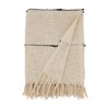 50"x60" Chic Textured Striped Fringe Throw Blanket Natural - Saro Lifestyle: Cotton Woven, Machine Washable, All Ages - 3 of 4