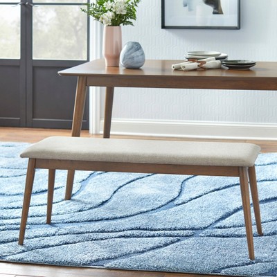 Newington Walnut and Mocha Mid-Century Upholstered Bench