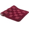Home Mart Goods Burgundy Bath Set 3 Piece Anti-Slip Checkered Bathroom Mat, Large Contour Mat & Toilet Seat Lid Cover - 2 of 3