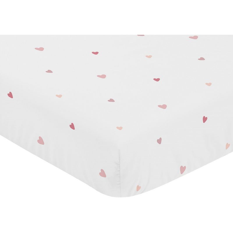 Sweet Jojo Designs Girl Baby Fitted Crib Sheet Boho Rainbow and Hearts Ivory Pink, 4 of 8