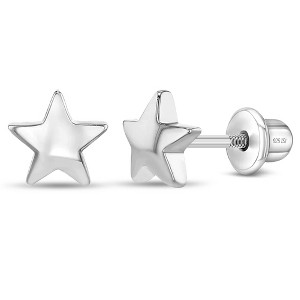 Girls' Classic Polished Star Screw Back Sterling Silver Earrings - In Season Jewelry - 1 of 4