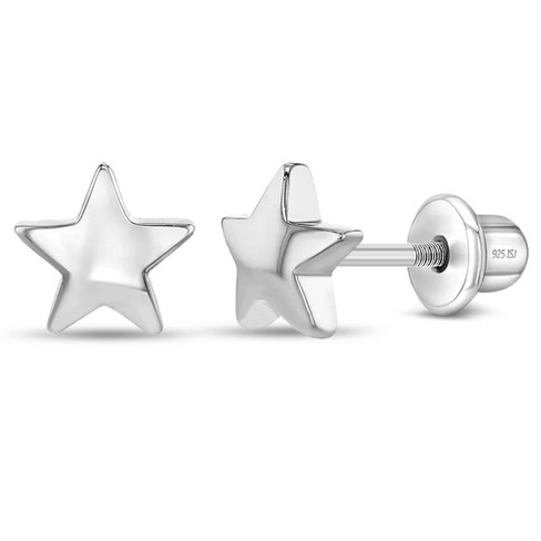 in Season Jewelry 925 Sterling Silver CZ Small Heart Screw Back Earrings Baby Girl Kids, Infant Girl's, Size: One Size