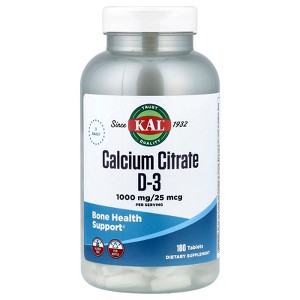 KAL Calcium Citrate D-3, 180 Tablets - 1 of 4