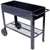 Products Elevated Mobile Raised Ergonomic Metal Planter Garden Bed for Backyard, Patio w/Wheels, Lower Shelf, black - 2 of 4
