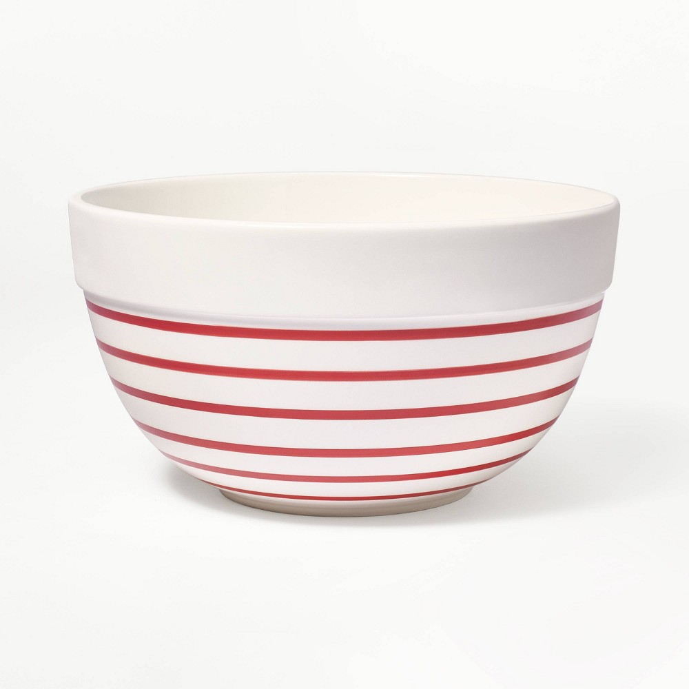 UPC 196761759025 3qt Ceramic Earthenware Mixing Bowl Red Striped