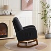 27.2"Rocking Chair w/Rubber Wood Legs, Polyester Glider Chair w/High Back and Side Pocket for Living Room Bedroom Nursery,Black - 2 of 4
