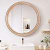 TopComfy Makeup Mirrors Round Framed Wall Mirror Room Mirror Decorative Mirror Natural Wooden Circle Mirror for Bathroom, Beige, 26.77"*26.77"*2.95" - 2 of 4