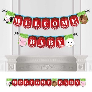 Big Dot of Happiness Farm Animals - Baby Shower Bunting Banner - Barnyard Party Decorations - Welcome Baby - 1 of 4