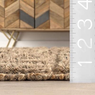 Handmade Beige Jute Geometric Rectangular Rug, 4' x 6'