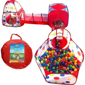 Playz 5pc Play Tents, Ball Pit & Crawl Tunnels Bundle for Kids, Baby & Toddlers with Red Polka Dots - 1 of 4