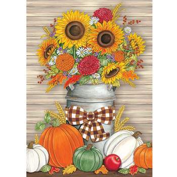 Home & Garden Sunflower Milk Can Flag  -  One Garden Flag 18 Inches -  Double Sided  -  4396Fm  -  Polyester  -  Multicolored
