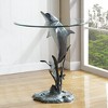 SPI Home Surfacing Dolphin End Table – 26" Tall Bronze Metal Coastal Accent Table with Glass Top, Marine-Inspired Sculptural Base - 2 of 3