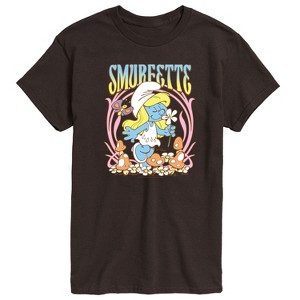 Men's - Smurfs - Smurfette Flowers and Mushrooms Short Sleeve Graphic T-Shirt - 1 of 4