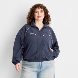 Women's Track Bomber Jacket - Future Collective Navy Blue - 1 of 3