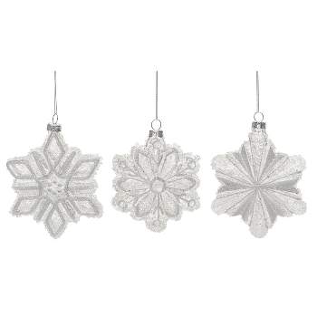 Transpac Glass 5.375 in. Clear Christmas Snowflake Ornament Set of 3