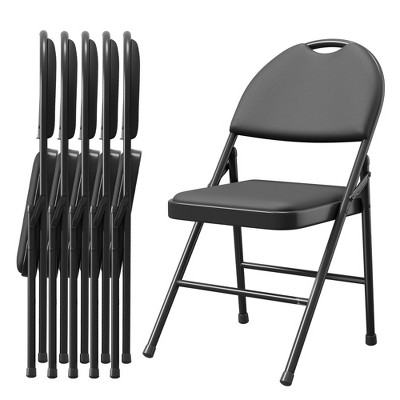 2/4/6 Pack Padded Folding Chairs, PU Leather Upholstered Foldable Chairs Set, Portable High Back Chairs for Office, Party, Dining Room