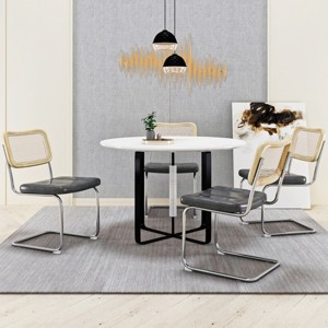 KTMBDW Kitchen Dining Chairs Set of 2/4,Mid-Century Modern Chair Armless Mesh Backrest Cane Rattan Chairs for Home Dining Room - 1 of 4