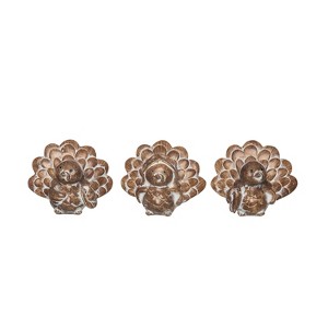 Transpac Small Resin White-washed Turkey Figurine Set of 3 Fall/Harvest Home Decorations - 1 of 1