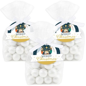 Big Dot of Happiness Holy Nativity - Manger Scene Religious Christmas Clear Goodie Favor Bags - Treat Bags With Tags - Set of 12 - 1 of 4