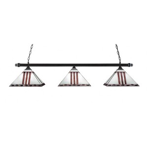 Toltec Lighting Square 3 - Light Island Pendant Light in  Black Copper with 14" Purple & Metal Leaf Art Glass Shade - 1 of 1