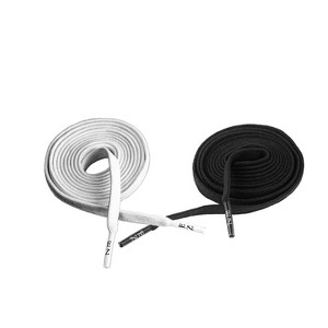 EZ Stretch slip on shoe laces pair, Elastic flat stretchy shoe laces, White & Black - 1 of 4