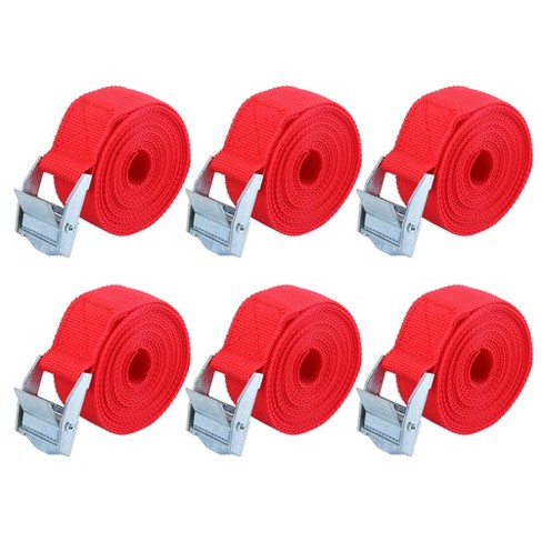 Unique Bargains Cargo Tie Down Straps Travel Luggage Strap Adjustable with  Cam Lock Buckle 6 Pcs Red 2m*2.5cm