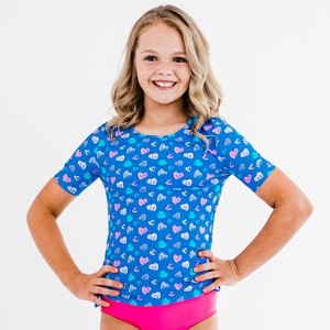 Calypsa Girl's Short Sleeve UPF 50+ Lily Swim Top - 1 of 3