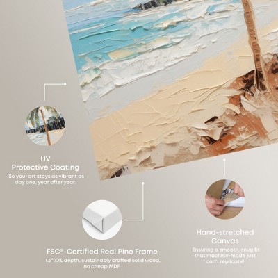 Beach Paradise Coastal Canvas Wall Art in Blue and Beige, 24" x 24"