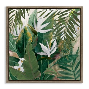 Stupell Industries Tropical Birds Of Paradise Plant Floating Frame Canvas Art, Brown, 18" x 18" - 1 of 4