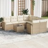vidaXL Patio Sofa Set with Cushions Outdoor Furniture 9 Piece Poly Rattan - Beige and Cream - 2 of 4