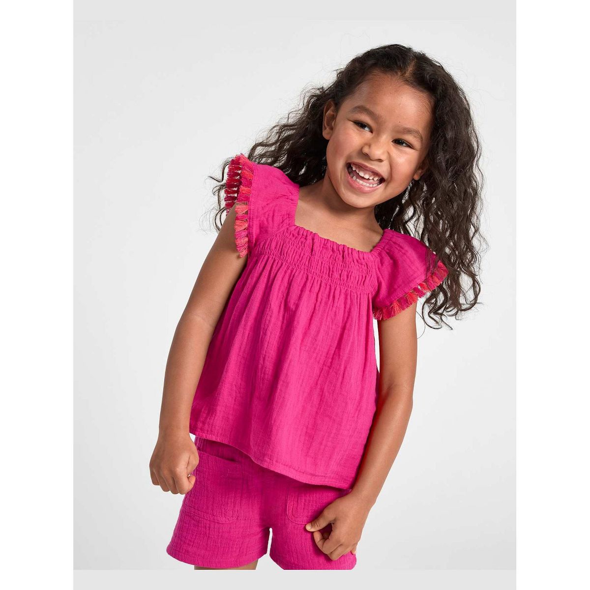 The Children's Place Toddler Girls Short Sleeve Tassel Gauze Flutter Top - thumbnail 4