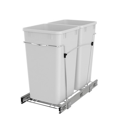 Rev-A-Shelf RV-15KD Series Double 27 Quart Sliding Pull-Out Waste Container for Base Kitchen Cabinet