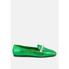 Churros Green Metallic Diamante Leather Loafers - 2 of 4