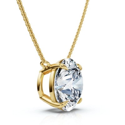 Pompeii3 3Ct Floating Diamond Solitaire Pendant 14k Gold 18" Women's Necklace Lab Created