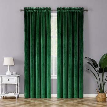 Kate Aurora Royal Living 2 Pack Rod Pocket Light Filtering Velvet Window Curtain Panels