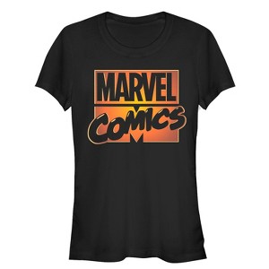 Juniors Womens Marvel Halloween Comics Logo Glow T-Shirt - 1 of 3