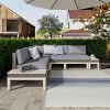 3 PCS Outdoor Wicker Sectional Sofa Set, Sofa with Built-In Side Table, Handwoven Rattan Sofa with Acacia Wood Frame and Cushion-Coolbibila - 2 of 4