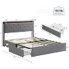 Full Size Upholstered Velvet Platform Bed Frame with 4 Storage Drawers and Charging Station, No Box Spring Needed - 2 of 4
