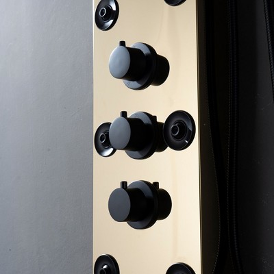 Gold and Black Brass 8-Jet Rainfall Shower Panel System