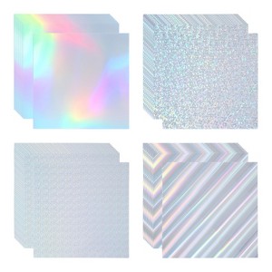Unique Bargains Metallic Iridescent Mirror Paper Foil Board Reflective Holographic Cardstock 20 Pcs - 1 of 4
