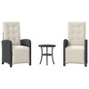 vidaXL 3 Piece Bistro Set with Cushions Black Poly Rattan - 2 of 4