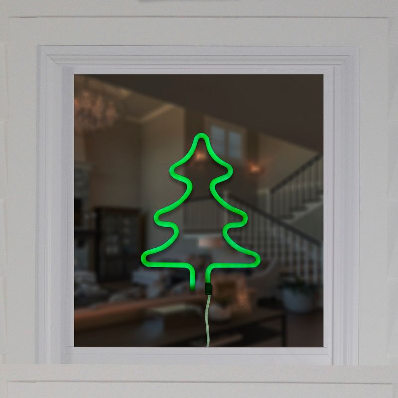 Northlight 9.5" Green Christmas Tree LED Neon Style Window Silhouette, 2 of 5