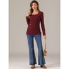 Allegra K Women's Casual Long Sleeve Button Decor Square Neck Sweater Top - 4 of 4