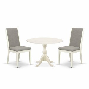 3-Piece Linen White Finish Solid Wood Top - Upholstered Dining Room Set  - Seats 4 - 1 of 4