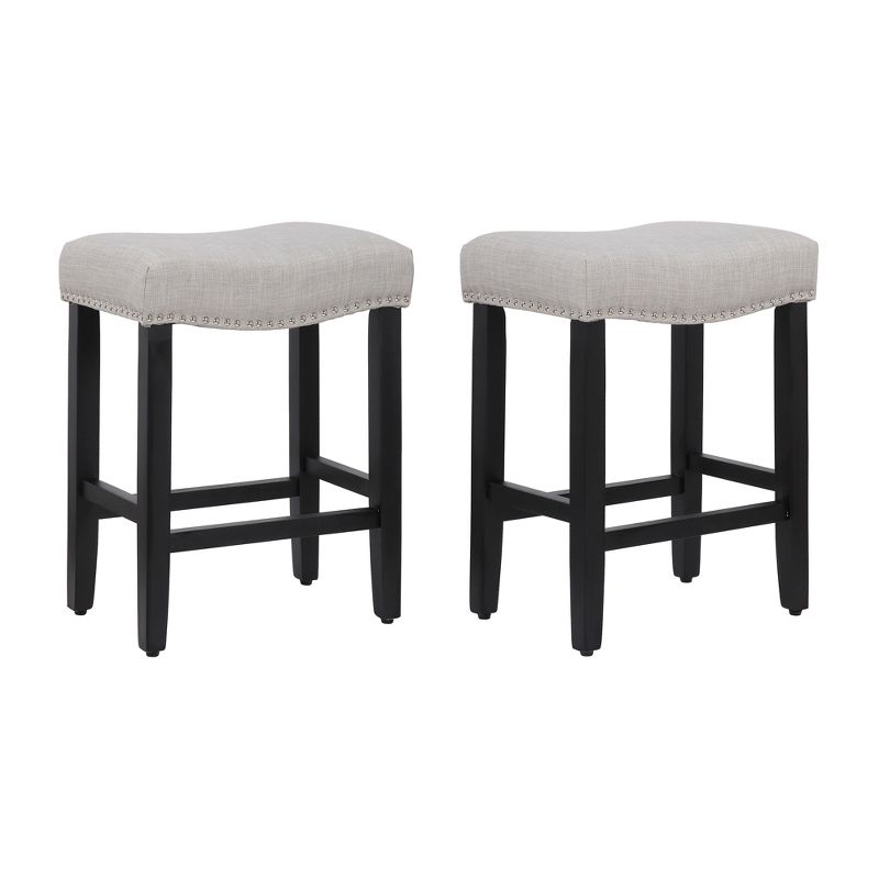 WestinTrends 24" Upholstered Saddle Seat Counter Stool (Set of 2), 3 of 4
