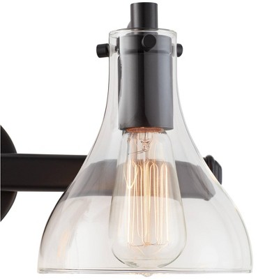 Black Metal 3-Light Wall Fixture with Clear Glass Shades