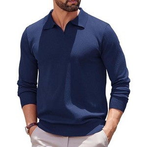 COOFANDY Long Sleeve Polo Shirts Knit Polo Sweater Pullover Sweater - 1 of 4