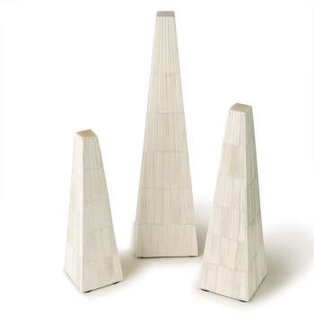 GAURI KOHLI Nanke Bone Decorative Obelisk Sculptures, Set of 3