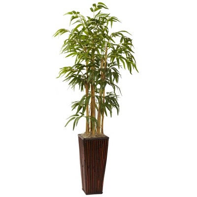 Nearly Natural 4-ft Bamboo w/Decorative Planter
