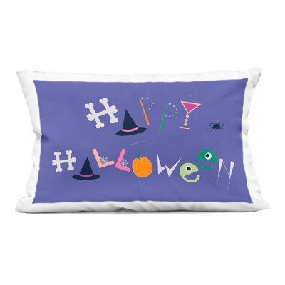 Stupell Industries Eclectic Happy Halloween Indoor Decorative Throw Pillow, 14 x 20
